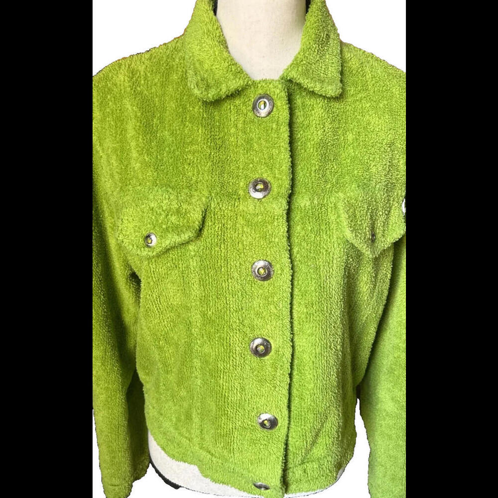 🦄🧥💚Mike &Tod Medium Lime Green Chenille Jacket Medium